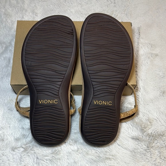 Vionic Sandals with Gold and Tan Straps - Picture 3 of 8